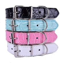 New Croc Pu Leather Dog Collar Adjustable Buckle Small Pet Neck Strap For Small Dogs Pink Blue White Black Color 2024 - buy cheap