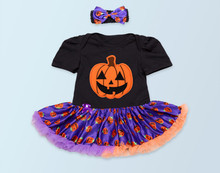 Macacão de halloween, vestido para bebês recém-nascidos, conjunto de roupas tutu de alta qualidade com flor para meninas 2024 - compre barato