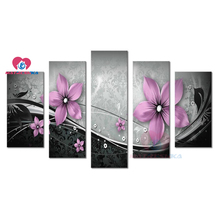 diamond painting Flowers triptych 5d diamond mosaic 5pcs pictures of rhinestones diamond embroidery sale full drill square decor 2024 - buy cheap