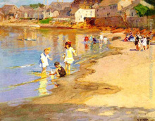 oil painting Children At the Beach by Edward Henry Potthast High quality Hand painted Landscape Art Home Decor 2024 - buy cheap