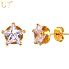 U7 New Crystal Star Earrings Gold/Silver Color Stainless Steel 3 Pair Stud Earrings Set For Women Jewelry Wholesale 2016 E778 2024 - buy cheap