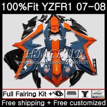 Corpo de injeção para yamaha, kit carenagem azul laranja e para yamaha yzf r 1 yzf 1000 yzf r1 2007 2008 11hc-7 yzf1000 embutido 2024 - compre barato