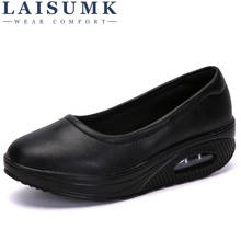 LAISUMK Loafers Shoes Women  Leather Air Sole Winter Handmade Slip On Women Casual Shoes Big Size 35-42 Ballet Flats Shoes 2024 - buy cheap