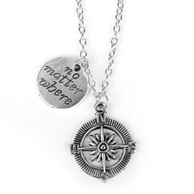 MQCHUN Hand Stamped "No Matter Where" Compass Necklaces Best Friends Long Distance Relationship Necklace-30 2024 - buy cheap