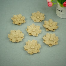 50 pcs 6 cm Serapilheira Hessian Juta Natural Flor Chrismas Handmade Do Vintage Decoração Do Casamento DIY ano novo decoração de casamento rústico 2024 - compre barato