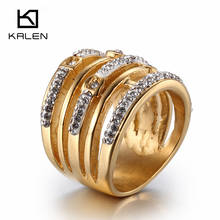 Kalen Fashion Zircon Charm Rings For Women Gold Color Stainless Steel Wedding Bands Rings Anillos Mujer Women Jewelry Gifts 2024 - buy cheap