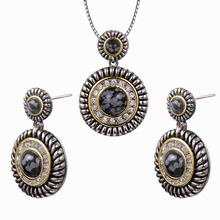 Vintage Snowflake Obsidian White Crystal Zircon Pendant&Earrings 925 Sterling Silver Jewelry Set Pendant&Earrings TT691 2024 - buy cheap