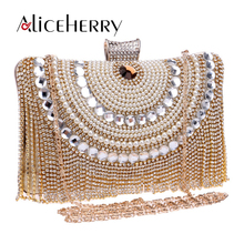 Luxury Women Day Clutches Evening Bags Wedding Purse Party Tassel Bag Diamonds Silver Golden Phone Puls 2024 - buy cheap
