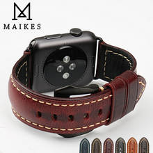 MAIKES Red Oil Wax Cow Leather Watch Strap For Apple Watch Band 42mm 38mm / 44mm 40mm Series 4 3 2 1 iWatch Watchbands 2024 - buy cheap