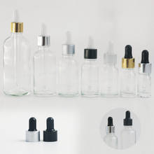 12 x 1/2oz  Empty Clear Glass Dropper Bottles 1oz Transparent Oil Glass Piepette Dropper Container 5ml 10ml 20ml 30ml 50ml 100ml 2024 - buy cheap