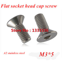 200pcs M3*5 DIN7991 Stainless steel Flat (Countersunk) Head Drive Hexagon Socket Cap Screw Bolt 2024 - buy cheap