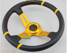 14'' 350mm universal racing car Steering wheel pvc leather omp speaker grille carbon spacer 84306 car styling steering-wheel 2022 - buy cheap