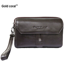 High quality gold coral new arrival Brand genuine leather men's clutch bag fashion men Clutches wallet mobile phone bag handbags 2024 - buy cheap