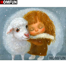 HOMFUN Full Square/Round Drill 5D DIY Diamond Painting "Cartoon girl sheep" Embroidery Cross Stitch 3D Home Decor Gift A12904 2024 - buy cheap