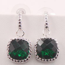 Simulated Emerald Woman 925 Sterling Silver Crystal Earrings TE455 2024 - buy cheap