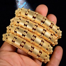 Wando Newest 4pc Gold Bangles for Women/Girl Ethnic Dubai France jewelry Wedding Hollow Bracelet Ramadan Middle East mama giftb9 2024 - buy cheap