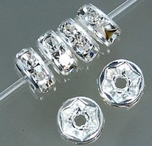 8MM White  Spacer Metal Silver Plated Rondelle Rhinestone Loose Beads For Best DIY Jewelry Making bead fit Bracelet crystal b323 2024 - buy cheap