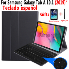 Espanhol caso de teclado para samsung galaxy tab um 10.1 2019 t510 t515 SM-T510 SM-T515 tablet capa couro fino teclado bluetooth 2024 - compre barato