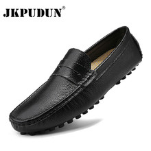 Genuine Leather Men Shoes Luxury Brand Italian Casual Mens Loafers Moccasins Breathable Slip on Boat Shoes Black Plus Size 39-50 2024 - buy cheap