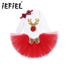 Iefiel-macacão infantil para meninas com saia tutu, roupa de rena para bebês recém-nascidos, trajes de natal 2024 - compre barato