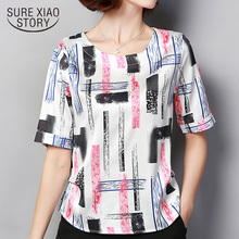 Blusas Mujer 2021 de talla grande señoras tops de manga corta de Mujer Camisas de cuadros Blusa de gasa de Mujer tops y blusas para mujer 3960 50 2024 - compra barato