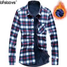 BFSBOYS Free Shipping Long Sleeve Mens Warm Shirt Male Winter Big Size Men's Polyester Shirt Plaid Slim L-4XL JRCY-8001AF 2024 - buy cheap