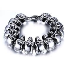 24mm Large Vintage Punk Rock Skull Bracelet Men's  Women Stainless Steel Biker Skeleton Bracelets & Bangles Male Jewelry 17-23cm 2024 - buy cheap