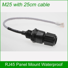 M25 RJ45 connector with 25cm cable Ethernet waterproof adapter Panel mount network LAN Socket AP box fixed Interface by DHL 2024 - buy cheap