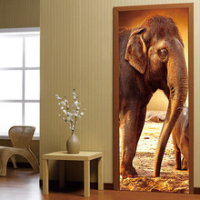 Заказной размер/77*200 см 3D сильный слон ПВХ самоклеющиеся водонепроницаемые двери наклейки украшения дома настенные наклейки DIY обои 2024 - купить недорого