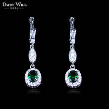 Hot Selling jewelry Round Silver Color Green Cubic Zirconia Crystal Long Water Big Drop Women Earrings For Gift 2024 - buy cheap