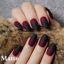 Coffin matte red black gradient fake nail Glossy nails black red medium False nails point Tip 24pcs 2024 - buy cheap