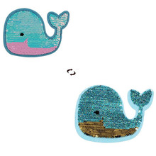 ShinEquin 135mm Cartoon whale AB flip the double sided Patches for clothing Reversible change color sequins Patch T-shirt Girl 2024 - buy cheap