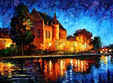Palette Knife oil paintings Canvas Brussels castle Saventem Modern Art Landscapes High quality Hand painted abstract painting 2024 - buy cheap