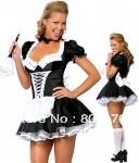 Free shipping French Maid Ladies Fancy Dress Party Hens Night Xmas Costume cosplay without fur brush size S,M,L,XL,2XL,3XL,4XL 2024 - buy cheap