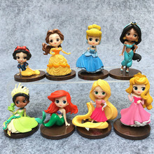 Disney Q Posket Princess Figure Toys Dolls Snow White Rapunzel Jasmine Ariel Cinderella Belle Aurore Collectible Model Doll 2024 - buy cheap