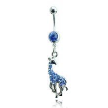Nova marca de moda belly button anéis aço barbell balançar strass girafa umbigo anéis corpo piercing jóias 2024 - compre barato