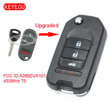 Keyecu chave de carro remota flip atualizada 433mhz, chip t5 para honda 1998-2002 accord/1997-2001, pré-údio, id: a269zua101 2024 - compre barato