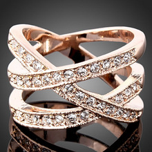 Novo anel feminino com coquetel cristal austríaco cor ouro rosado ninho pássaro 2018 2024 - compre barato