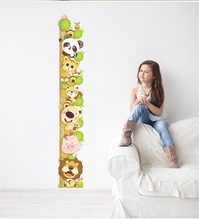 Pegatinas de pared de altura para niños, calcomanías decorativas removibles de vinilo de árbol de animales, papel tapiz de casa 2024 - compra barato