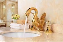 Free shipping gold  finish 3 Pcs  ROMAN Bathroom Basin Widespread  lavatory sink faucet mixer tap with crystal handles 2024 - buy cheap