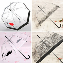 Paraguas transparente de plástico para mujer y niña, sombrilla creativa con mango largo, artículos de novedad 2024 - compra barato
