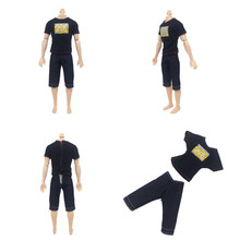 Conjunto de 2 unids/set de traje informal para niño, ropa para muñecas Ken de 30cm de altura, accesorios para muñecas, camiseta negra y pantalones Capri 2024 - compra barato