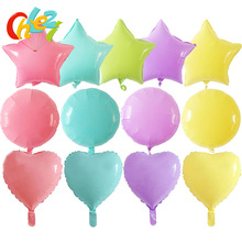 Globo de aluminio redondo con forma de corazón y Estrella, suministros de decoración para fiesta de cumpleaños, boda, bebé, 18 pulgadas, caramelo, macarrón, 10 Uds. 2024 - compra barato