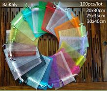 100pcs/lot Organza bag 20x30cm /25x35cm/30x40cm Wedding Christmas Birthday Party Gift Bags A variety of solid colors pouchs 2024 - buy cheap