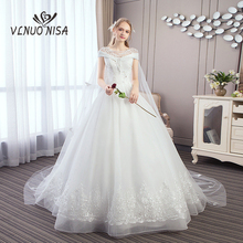 Vestido De Noiva VLNUO NISA роскошное белое кружевное свадебное платье с v-образным вырезом и вышивкой бисером вуаль с бабочками длинное свадебное платье 2024 - купить недорого