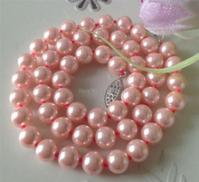 Charmoso! Bonito! Colar de pérolas rosas com concha do mar, 8mm, 18 ", renda, joias feitas à mão, design de joalheria, zh0169 2024 - compre barato