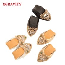 XGRAVITY Hot Crystal Flats Ballet Fox Designer Shoes Rhinestone Women Designed Girl Flower Pointed Toe Silver Shoes Loafers C005 2024 - buy cheap