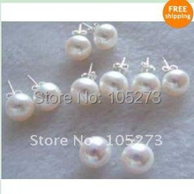 Pendientes de perlas AA de 7-8MM para mujer, joyería de color blanco Pendiente de Perla de Agua Dulce, 5 pares/lote, envío gratis, EF27 2024 - compra barato