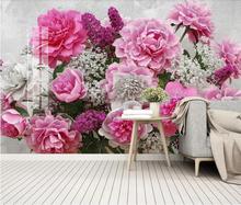 Creative Pink Floral Mural Wall Paper 3d Flowers Canvas Contact Paper Photo Wallpaper Papel De Parede 3d Photo Wallpaper Nature 2024 - buy cheap