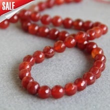 8mm Faceted Red Rubys Jades Chalcedony Loose Beads Round Shape DIY Natural Stone For Necklace Bracelet 15inch Jewelry Making 2024 - buy cheap